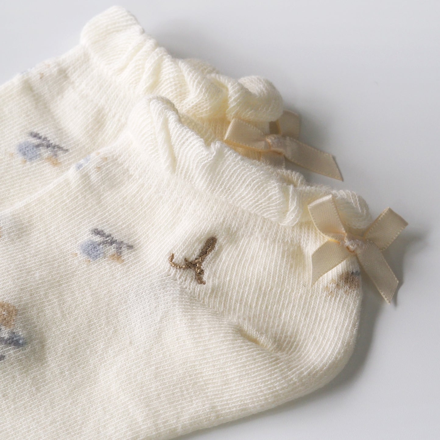 Cotton Knit Ruffle Hem Socks, Wildflowers