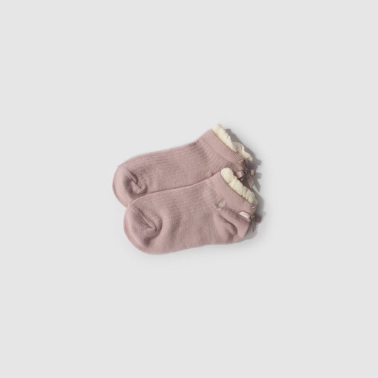 Cotton Knit Ruffle Hem Socks, Blush